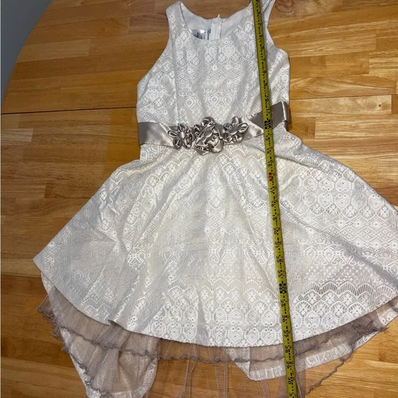Flower Girl Dress Bonnie Jean Girls sz 12 hi low Easter Pageant Fairy Princess - Picture 4 of 11